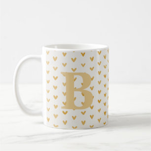 Mug Valentine Love Hearts Gold Monogramme