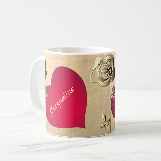 Mug Valentine Roses & Coeur (Devant gauche)