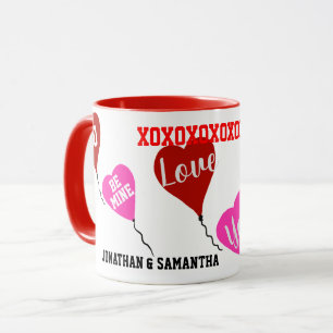 Mug Valentine Sweetheart Noms Coeurs Roses Rouges