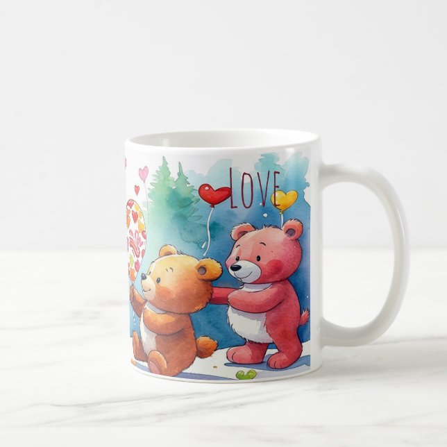 Mug Valentine Teddy Bears Sharing Heart Shaped Candies (Droite)