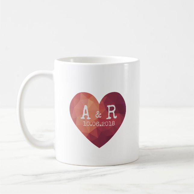 Mug Valentines coeur rouge deux initiales (Gauche)