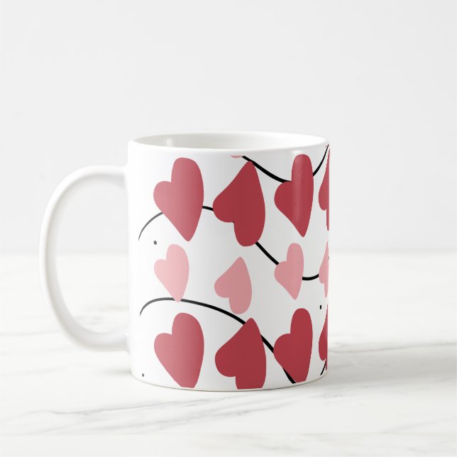 Mug Valentines Coeurs Doodles Dots Motif (Gauche)