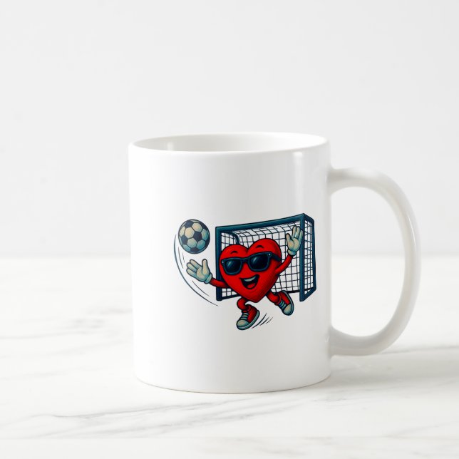 Mug Valentines Day Soccer Goalkeeper Funny Heart Boys  (Droite)