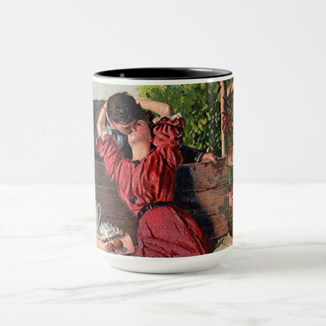 Mug Valentines de baiser en couple vintage (Centre)