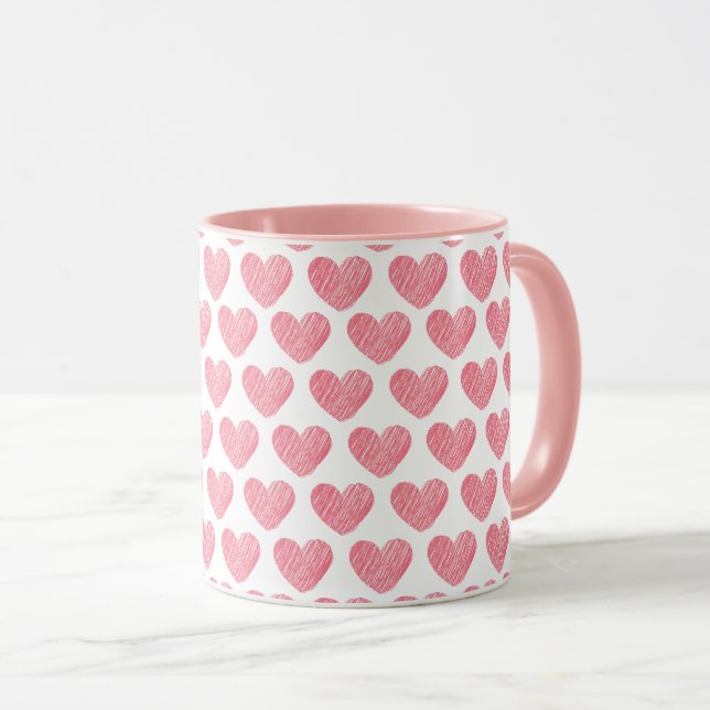 Mug Valentines jour coeurs roses Cadeau (Devant droit)