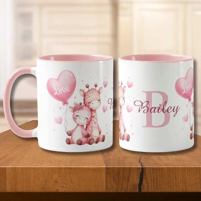 Mug Valentines Jour de belles Giraffes tenant un ballo (Créateur téléchargé)