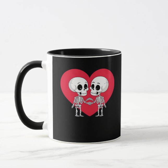 Mug Valentines Jour Drôle Skeleton Coeur main (Gauche)