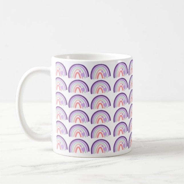 Mug Valentines violet main tiré Motif arc-en-ciel (Gauche)
