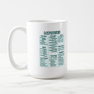 Mug Valeurs de laboratoire pour infirmières - Tableau