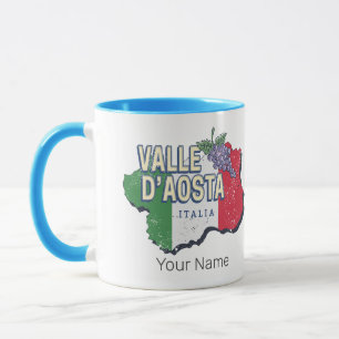 Mug Vallée d'Aoste Italie Carte Carte Souvenir Vintage