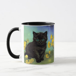 Mug Van Gogh Chat noir Fleurs jaunes