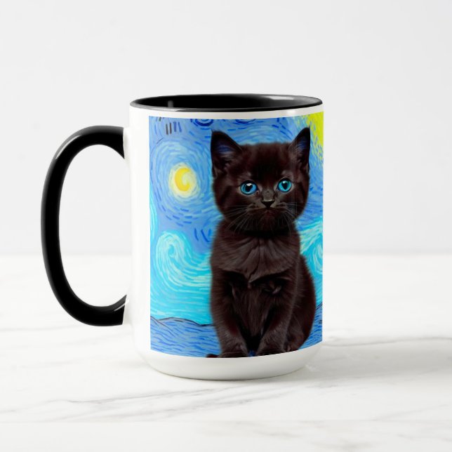 Mug Van Gogh Starry Night Black Cat (Gauche)