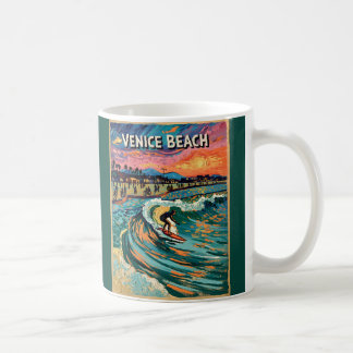 Mug Van Gogh Venice Beach Surfing Californie Rétro