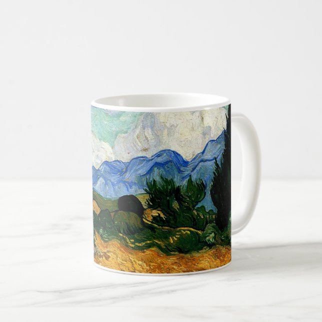 Mug Van Gogh - Wheatfield avec Cypress Tree (Devant droit)
