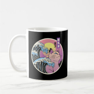 Mug Vaporwave Japonaise Style Chat Grande Vague De K