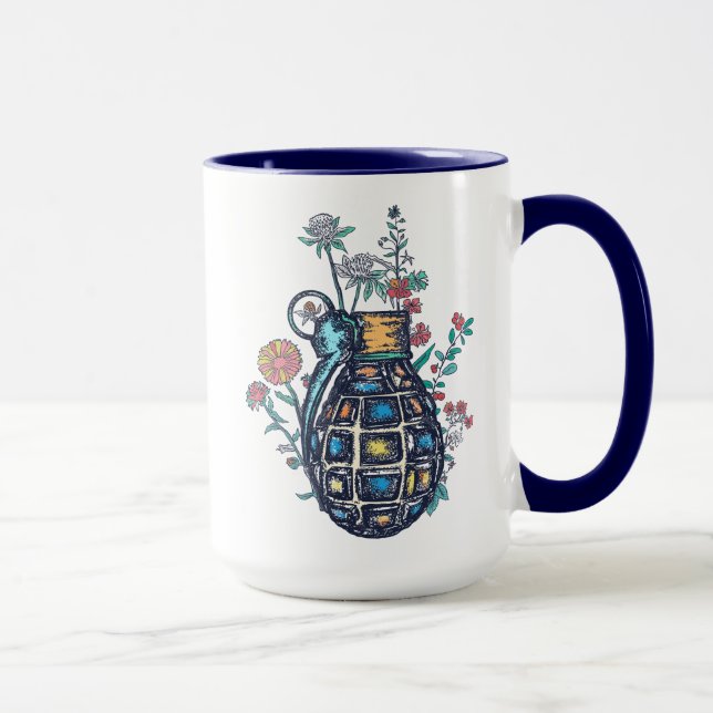 Mug Vase de grenade à main de fleurs (Droite)