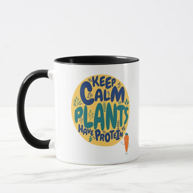 Mug Vegan Keep Calm Les Plantes Contiennent des Protéi (Gauche)