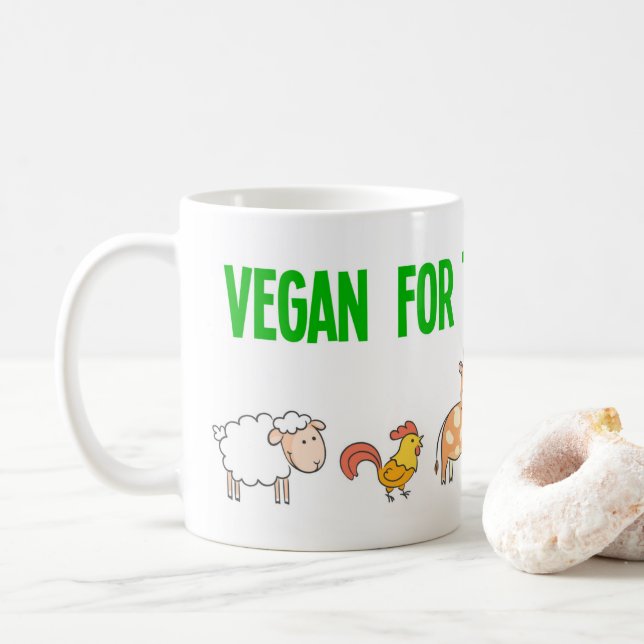 Mug Vegan pour les sans voix avec des animaux mignons (Avec donut)
