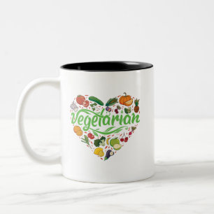 Mug végétarien en forme de coeur