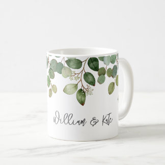 Mug Végétation de mariage Noms de jeunes mariés Modern