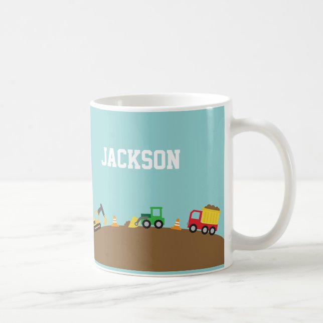Mug Véhicules mignons de construction pour des garçons (Droite)