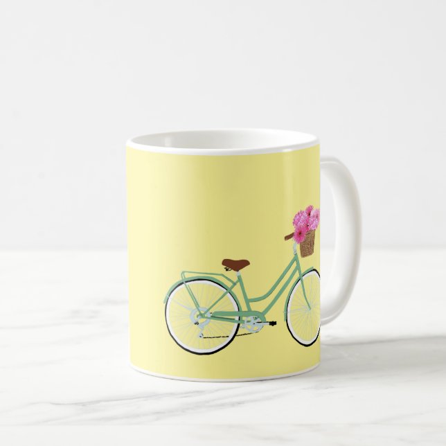Mug Vélo, corbeille et fleurs (Devant droit)