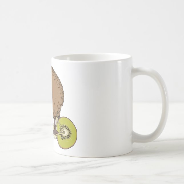 Mug Vélo d'équitation de kiwi avec des roues de kiwi (Droite)