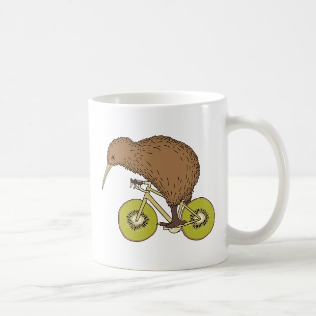 Mug Vélo d'équitation de kiwi avec des roues de kiwi (Droite)