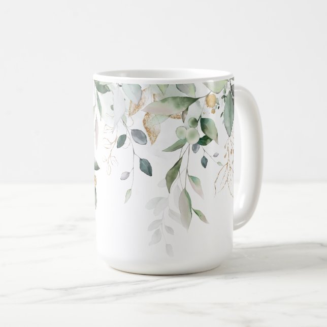 Mug Verdure botanique aux accents d'or (Devant droit)