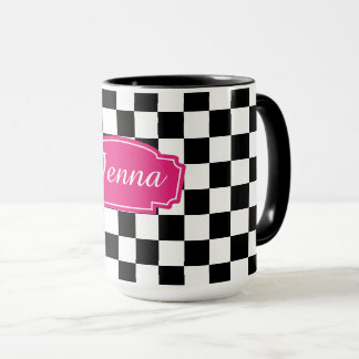 Mug Vérifier noir et blanc