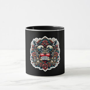 Mug Véritable amour Skeleton Coeur Tatouage Look