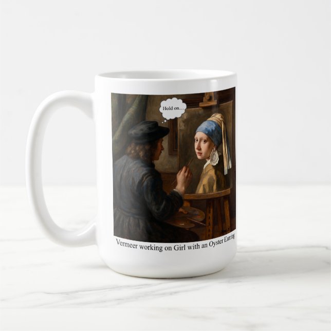 Mug Vermeer working on Girl with Oyster Earring. (Gauche)