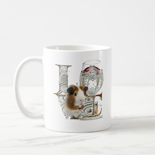 Mug Verre de vin de porc de Guinée fait mot d'amour (Gauche)