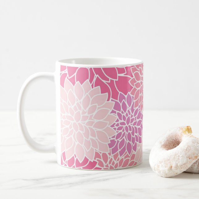 Mug Verre Motif rose moderne Dahlia (Avec donut)