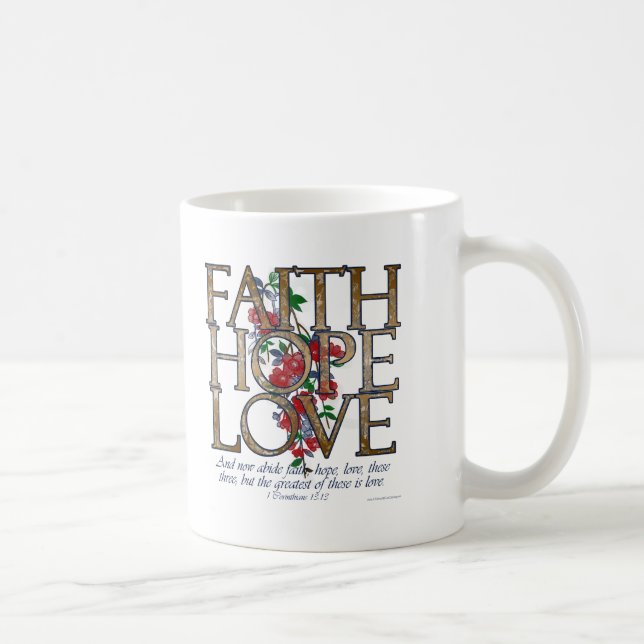 Mug Vers chrétien de bible d'amour d'espoir de foi (Droite)