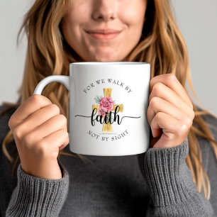 Mug Verse biblique de la Croix Florale moderne