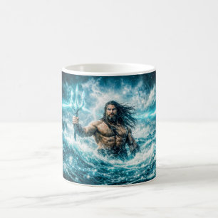 Mug Verseau Zodiaque avec Guerrier Trident dans un Océ