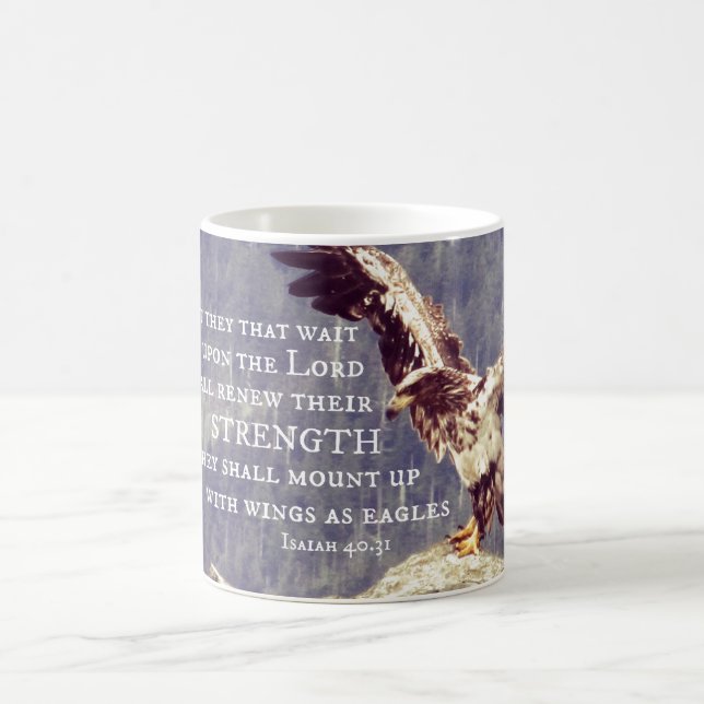 Mug Verset biblique : Renouveler la force, ailes comme (Centre)