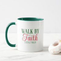 Verset biblique Walk by Faith Blanc et Vert Festif