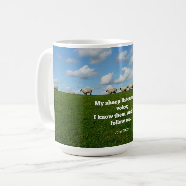 Mug verset de la Bible, Jean 10:27, (Devant gauche)