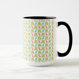 MUG VERT AVEC ROSE & BLEU EASTER BUNNIES