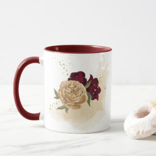 Mug Vert bordeaux beige or botanique