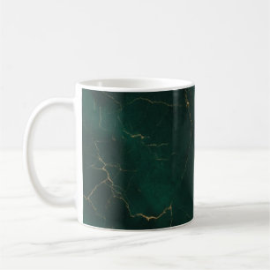 Mug Vert émeraude et or Marbre Texture Luxe