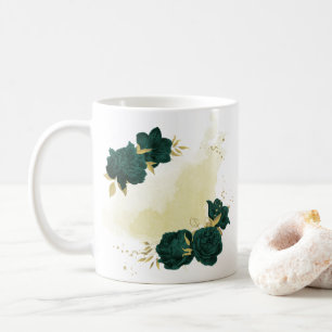 Mug vert émeraude floral or