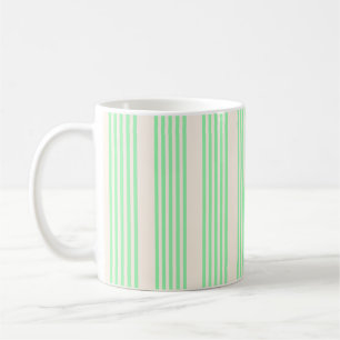 Mug Vert et beige cinq rayures motif