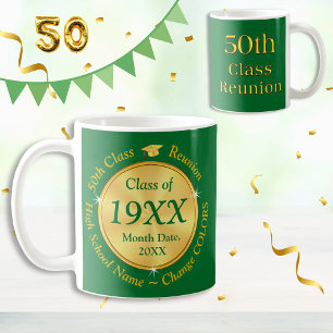 Mug Vert et Or, 50e Classe Idées Cadeaux de Réunion,