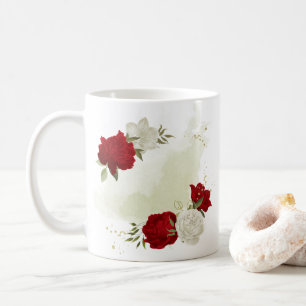Mug Vert floral blanc rouge