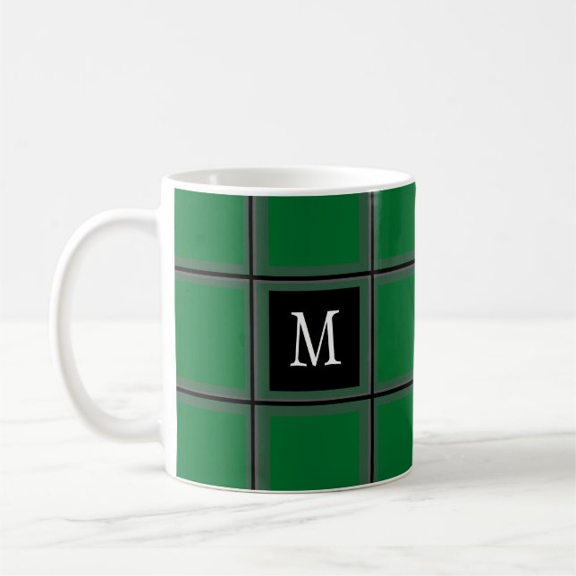 Mug Vert foncé et gris personnalisé unique première tr (Gauche)