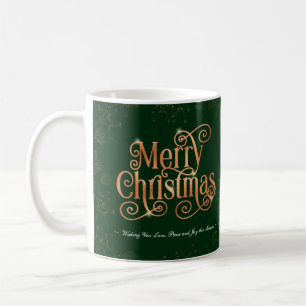Mug Vert Joyeux Noël Étincelle Or Script personnalisé