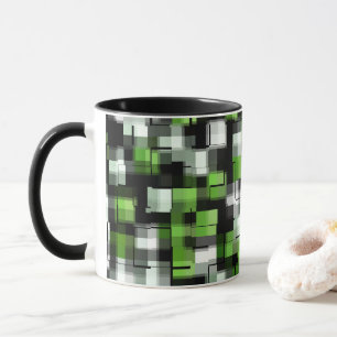 Mug Vert noir blanc Motif moderne